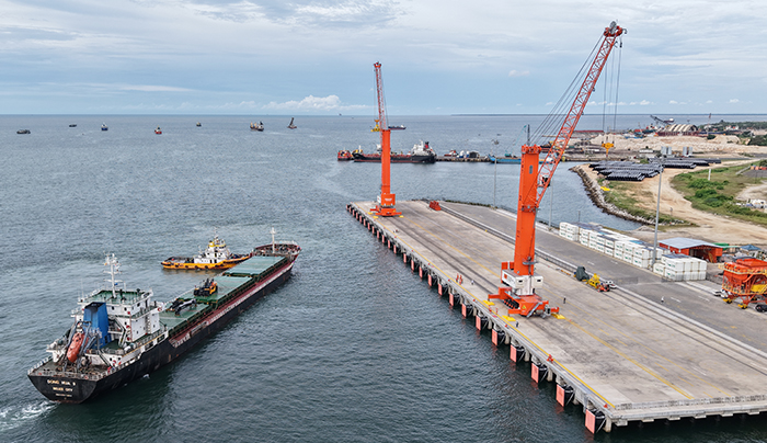 ship preparing to berth