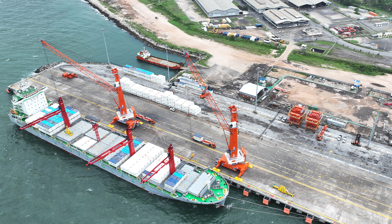 container ship on dock